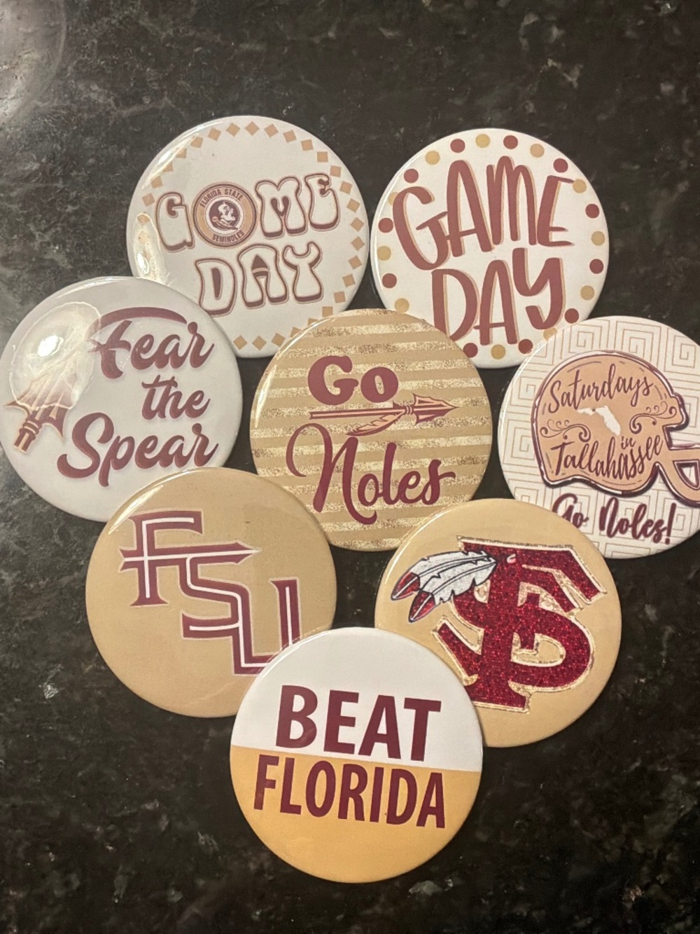 FSU GAMEDAY PINS , SET OF 8